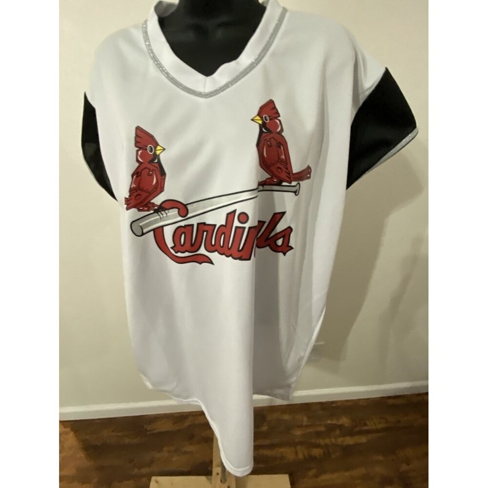 St. Louis Cardinals Baseball Womens XL Jersey Top With Bling